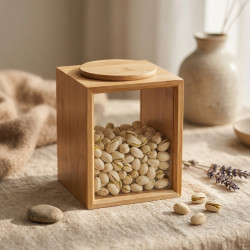 Glass & Wood Jar Medium